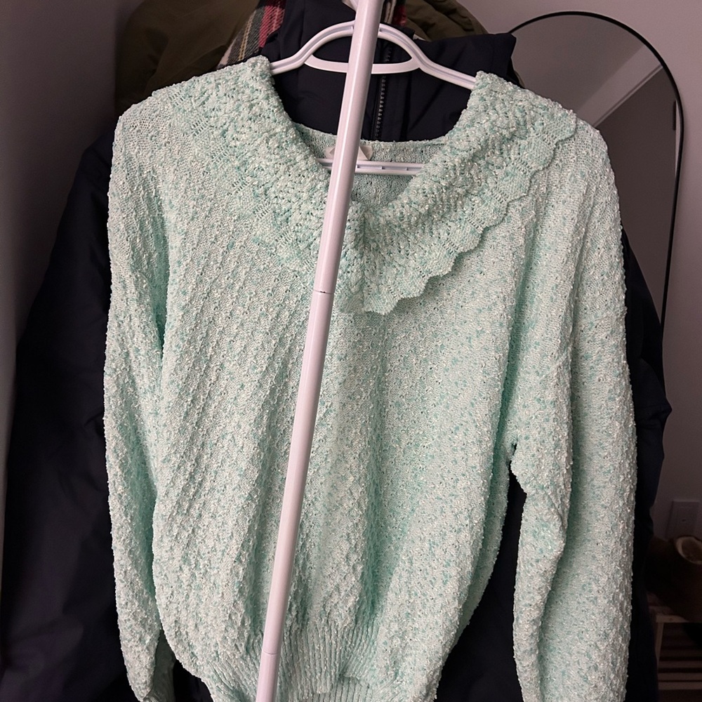 Vintage Mint-Green Textured Sweater by Centennial Knits